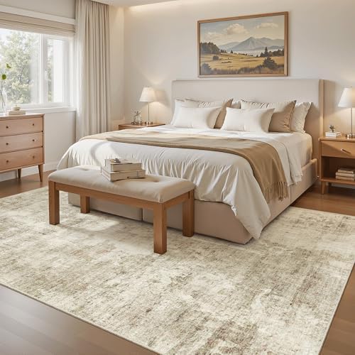 Soalmost Abstract Rug 5x8 Washable Area Rugs for Living Room, Beige/Gray - Image 4