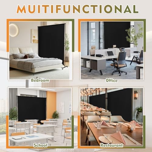 Black Privacy Panel/Room Divider 72"x72" with Lockable Caster Wheels - Image 3