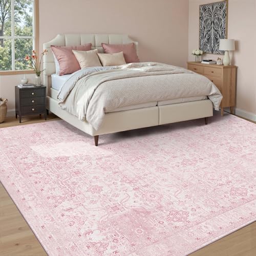 Rugxara Pink 8x10 Area Rugs for Living Room Bedroom Large Washable Rug - Image 3