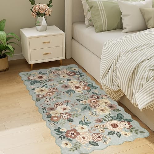 DUKINO 2x4 Rug for Entryway, Floral Washable Kitchen Rugs, Sage Green - Image 6