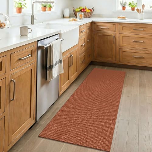 KOZYFLY Orange 2x4 Entry Runner Rug, Small Washable Runners for Entryway, Non Slip Door Mat Indoor Entrance, Front Porch Carpet for Foyer, Kitchen, Bedroom, Bathroom, Burnt Orange/Tan - Image 2