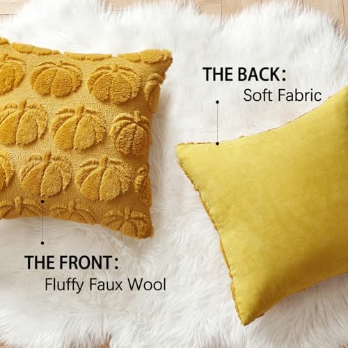 MIULEE Fall Pillow Covers Pumpkin Fall Decor 20x20 Mustard Yellow - Image 5