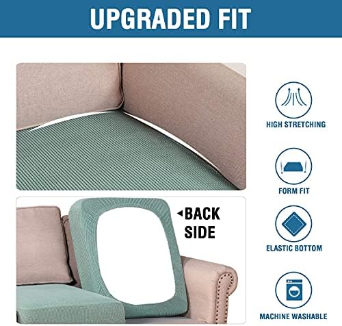 H.VERSAILTEX Super Stretch Individual Seat Cushion Covers - Sofa & Couch Cushion Slipcover Sets - Thick Jacquard Textured Twill Fabric (3 Piece XL, Sage) - Image 6