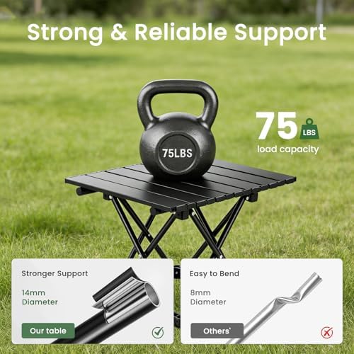 2 Pack Camping Table Foldable, Portable Folding Beach Table, Black-L - Image 3