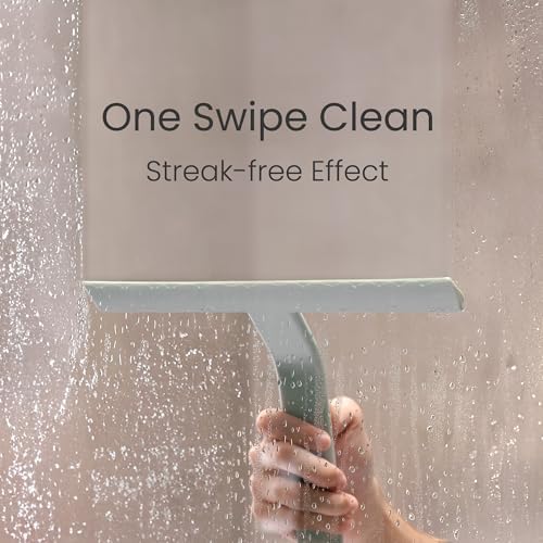 dancemoon JustHang Shower Squeegee with Built-in Hook, 10-Inch Sage Green - Image 2