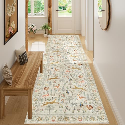 DUKINO 3x10 Washable Runner Rug, Non Slip Animal Rug for Hallway, Beige - Image 5