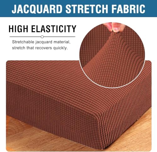H.VERSAILTEX Super Stretch Individual Seat Cushion Covers Sofa Covers Couch Cushion Covers Slipcover Sets Thick Jacquard Textured Twill Fabric (1 Piece Loveseat Cushion Cover, Rust) - Image 4