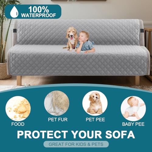 Turquoize 100% Waterproof Futon Cover Slipcover Armless Sofa Protector - Image 2