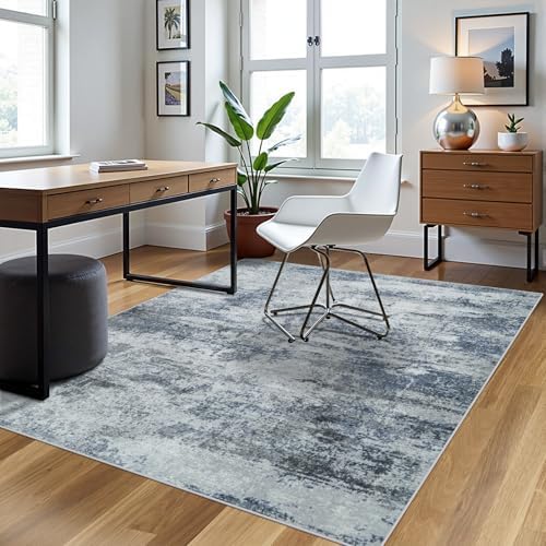 4x6 Area Rugs for Living Room Washable Bedroom Dining Room Blue Grey - Image 3