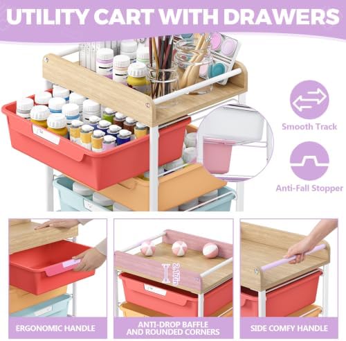 SYKIARIOL Rolling Craft Storage Cart with 4 Drawers,Art Cart,Jelly Color - Image 4