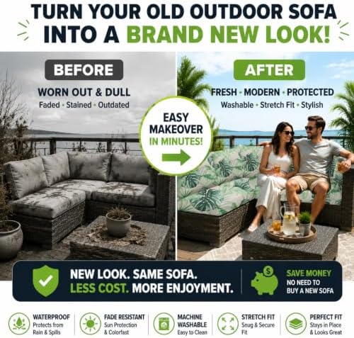 4 Pcs Outdoor Cushion Covers, Patio Sofa Cushion Covers Replacement - Image 6