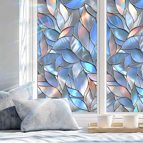 Stained Glass Window Privacy Film Static Cling - Rainbow Glass Decorative Sun Blocking Window Covering, Non-Adhesive Removable Stickers for Home & Office, 17.5" x 39.3" (Color 29) - Image 4