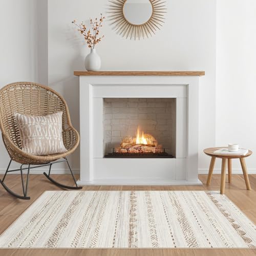 Nakagishi Boho 2x4 Washable Area Rug Non Slip Carpet for Entryway Beige - Image 7