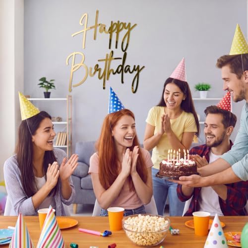 Yousoontic Happy Birthday Sign for Backdrop, 23 x 20 Inch, Stylish, Gold - Image 4