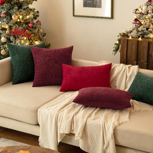 MIULEE Soft Chenille Throw Pillow Covers Green 18x18 Inch Pack of 2 - Image 6