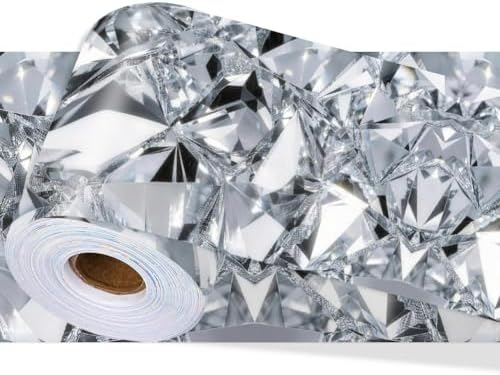 Diamond Wallpaper Border Peel and Stick 196.9 x 3.9 Inch Wall Border Trim Crystals PVC Decorative Molding Stickers Mirror Frame Trims for Bathroom Kitchen Backsplash Hotel Home Decorations by PRESSINART