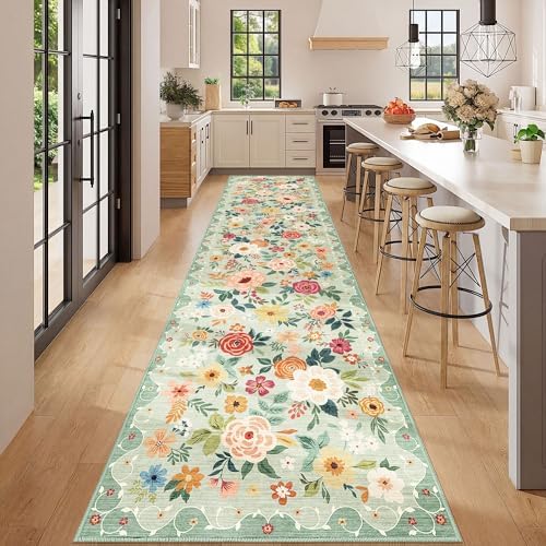 DUKINO 3x12 Washable Runner Rug, Long Hallway Runner Rug Non Slip, Green - Image 5