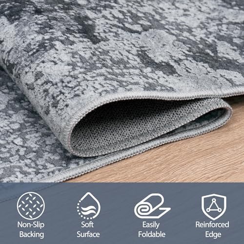 Aelenmu Runner Rugs for Hallways Kitchen 2.6x8 Non Slip Washable Black - Image 4