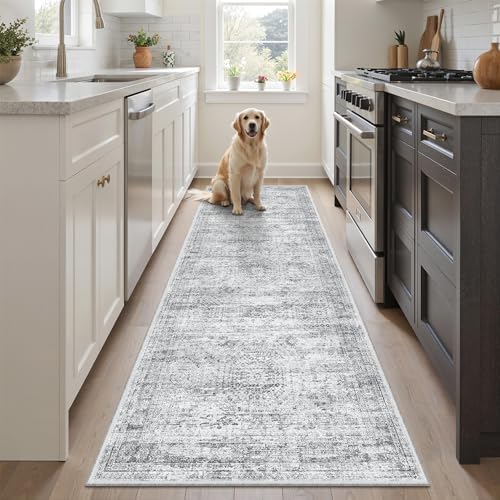 Soalmost Runner Rug 2x5 Washable Non-Slip Kitchen Entry Runners Grey - Image 2