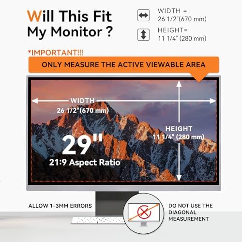 [2 Pack] 29 Inch Computer Privacy Screen for 21:9 Aspect Ratio Widescreen Monitor, Eye Protection Anti Glare Blue Light Computer Monitor Privacy Filter, Removable Anti-Scratch 29in Protector Film - Image 4