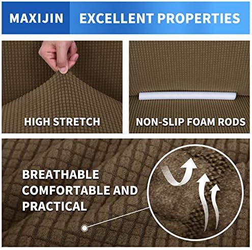 MAXIJIN Stretch Chair Cover Chair Slipcovers with Arms, 1-Piece Couch Sofa Chair Covers for Living Room, Non Slip Armchair Cover (31"-46") Furniture Protector Dogs Pet Friendly (Chair, Brown) - Image 4