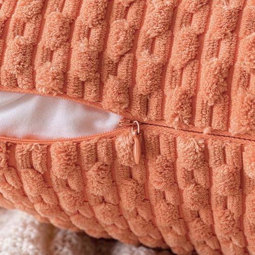 MIULEE Decorative Throw Pillow Covers 20x20 Coral Red Textured Corduroy - Image 3