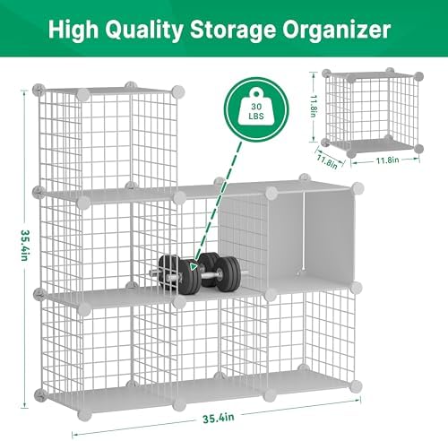 Wire Cube Storage Organizer, 6 Cubes Converted into 7 Cubes, Sturdy Metal Grids Storage Shelf Closet Shelving Units and Storage, Shelves for Bedroom LIvingroom Office - Image 4