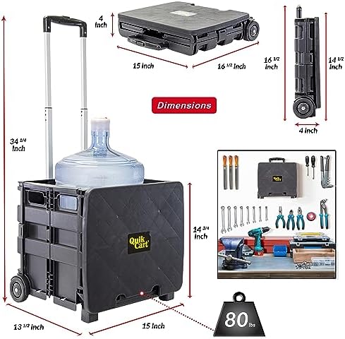 dbest Products Quik Cart Sport Collapsible Rolling Crate on Wheels - Black - Image 3