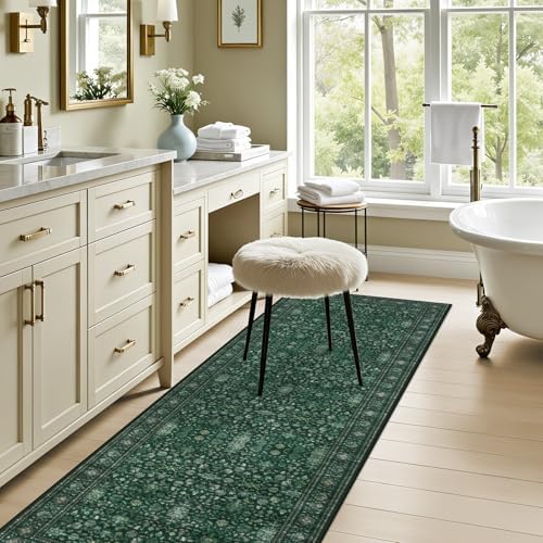 Hallway Runner Rug: 2.6x8 Kitchen Rugs for Living Room Deep Green - Image 6
