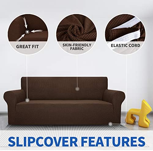 MAXIJIN Stretch Chair Cover Chair Slipcovers with Arms, 1-Piece Couch Sofa Chair Covers for Living Room, Non Slip Armchair Cover (31"-46") Furniture Protector Dogs Pet Friendly (Chair, Coffee) - Image 4
