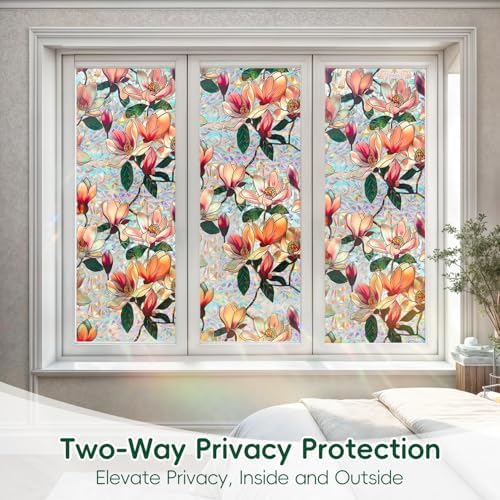 DUOFIRE Stained Glass Window Film, Window Privacy Film, 16.92" x 78.74" - Image 2