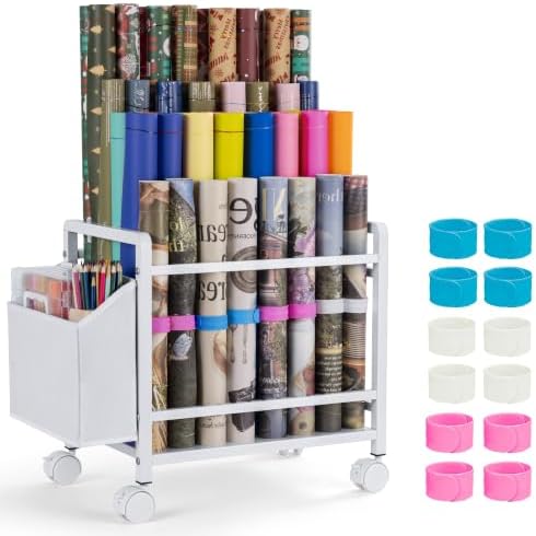 Aquzee Wrapping Paper Storage, Blueprint Holder, 6 Adjustable Rod Design by Aquzee