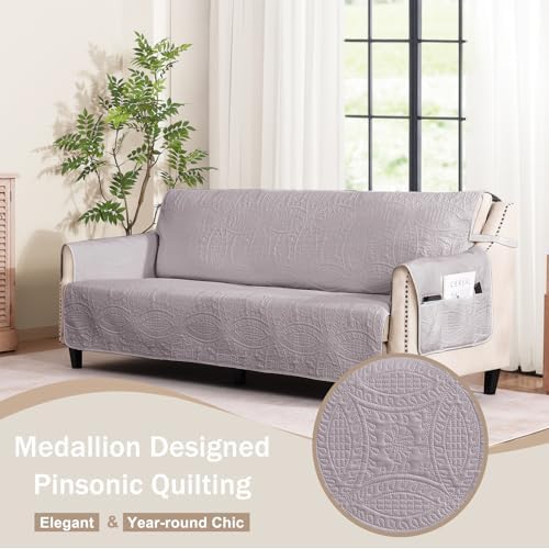 Quilted Grand Sofa Covers Washable, Couch Cover for Grand Sofa, Soft Cozy Couch Protector for 4 Cushion Couch, Oversized Grand Sofa Slipcovers Water-Repellent (Grand Sofa 88", Cloud Purple) - Image 2
