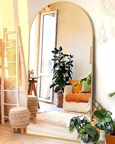 KOMCOTE Arched Floor Mirror - Full Length 76"x34", Oversized Wall Mirror for Bedroom & Living Room, Large Gold Standing Mirror, Durable Framed Floor-Length Mirror - Image 3