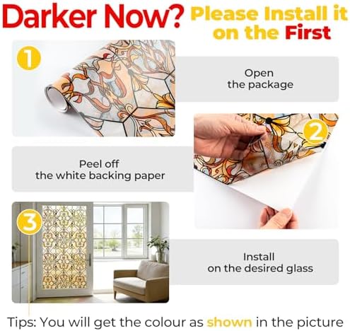 OHTMERU 3D Stained Glass Window Privacy Film Decorative Non-Adhesive - Image 6