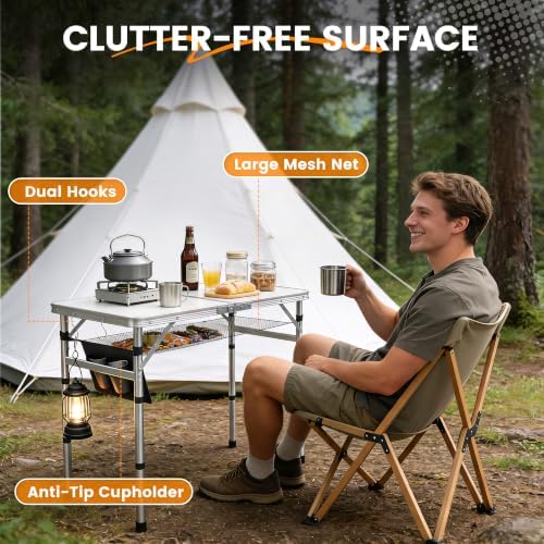 WildFinder Folding Camping Table, 2x1.3 FT Small Folding Table Portable - Image 6