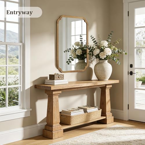 WallBeyond 28" x 40" Rounded Corner Arch Wall Mirror with Wood Frame for Entryway, Living Room or Bedroom Home Decor - Light Woodgrain [28 x 40 inches, Natural Color] - Image 3