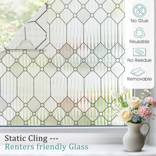 Coavas Reeded Glass Window Privacy Film, 3D Fluted, Clear 35.4"x78.7" - Image 6