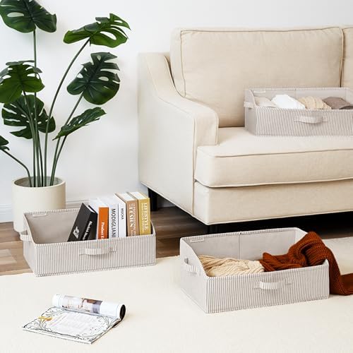 StorageWorks Closet Storage Bins Trapezoid, Khaki Stripes, Large, 3-Pack - Image 5