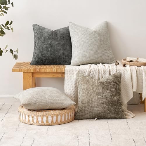 MIULEE Decorative Couch Throw Pillow Covers 20x20 Inch Grey-White 2 Pack - Image 4