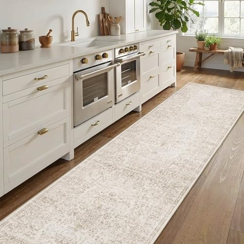 Rugxara 2'6" x 8' Beige Vintage Runner Rug for Hallways Kitchen - Image 2