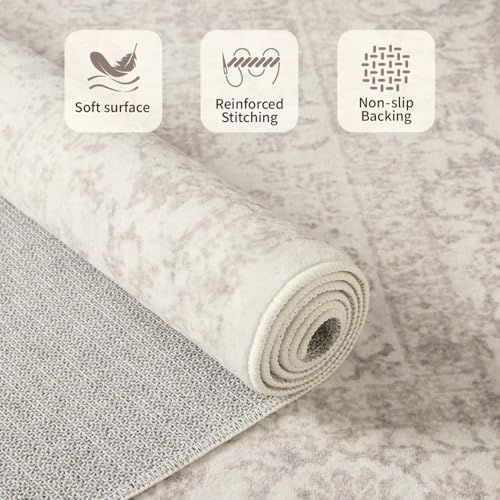 Rugxara 4x6 Vintage Boho Washable Rug for Bedroom(Beige Brown) - Image 4