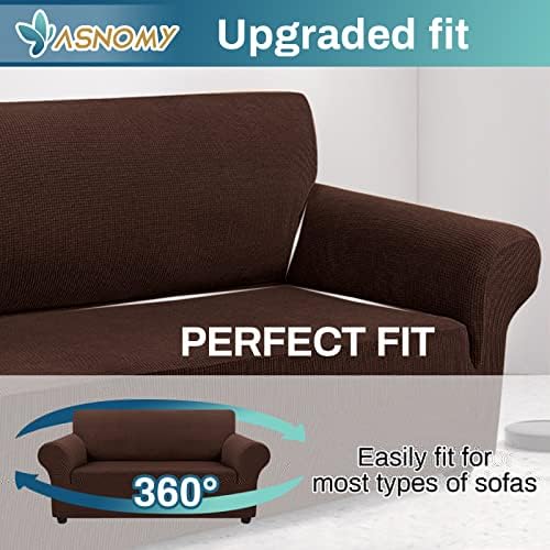 Asnomy Stretch Couch Covers Washable, loveseat Cover Slipcovers,Chocolate - Image 5