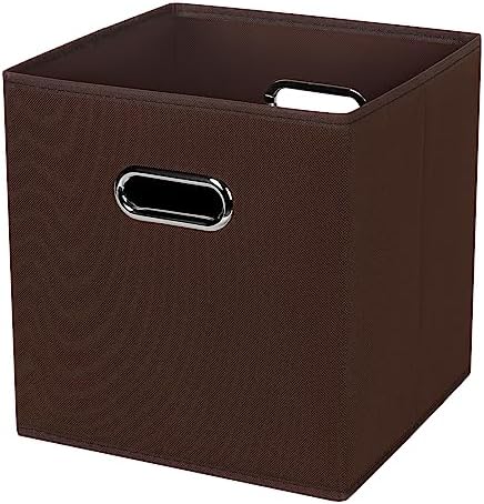 Black Foldable Storage Cubes Bins , Fabric Storage Box Cubes Organizer Baskets with Dual Handles for Home Organizer (Coffee) by HEAYEEG