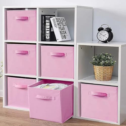 EBIGIC Storage bins collapsible storage bins,cube storage organizer （Pack of 3） 10.5 * 10.5 * 11 inch,For home and office Collapsible Closet Shelf Organizers, Drawer Organizers(Pink) - Image 6