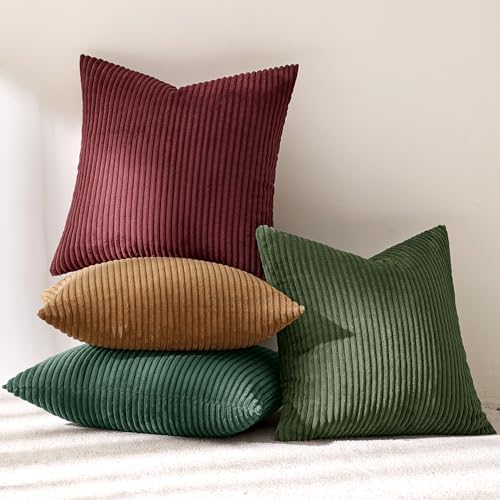 MIULEE Soft Corduroy Decorative Throw Pillow Covers Christmas Green 18x18 - Image 5