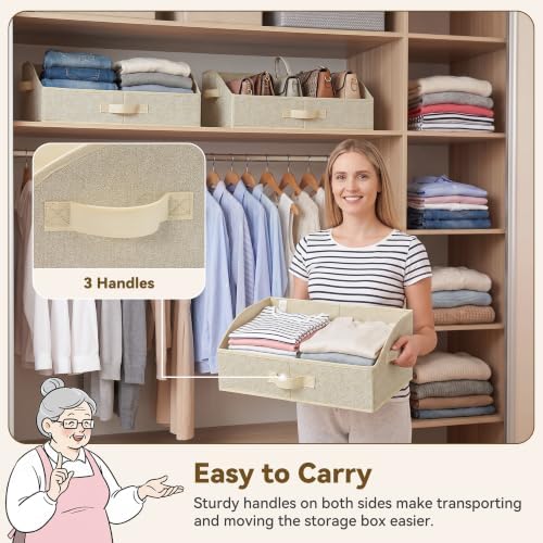 GRANNY SAYS Trapezoid Closet Storage Bins, Large, Honey Beige, 3-Pack - Image 2