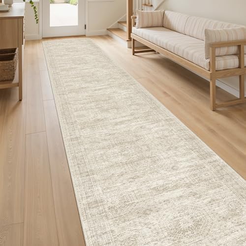 Soalmost Runner Rug 2x10 Washable Non-Slip Hallway Kitchen Runners Beige - Image 3