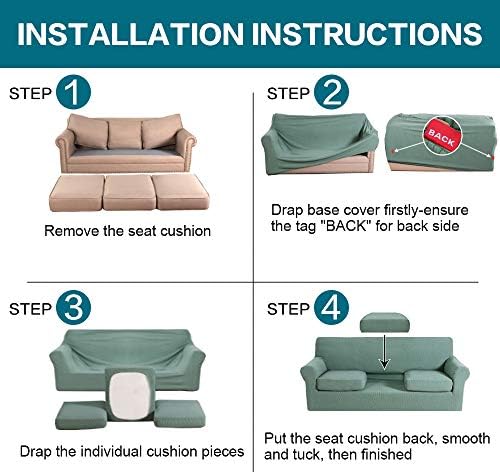 Turquoize 4 Piece Sofa Covers for 3 Cushion Couch Sofa Slipcover Soft Couch Cover for Dogs-Washable Sofa Furniture Covers with 3 Individual Large Cushion Covers (XL Sofa,Dark Cyan) - Image 6