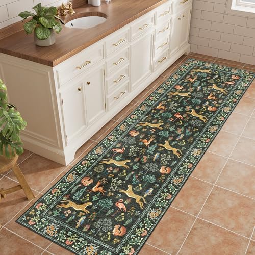 DUKINO 2x6 Runner Rug, Washable Animal Kitchen Rugs Non Slip, Black - Image 3